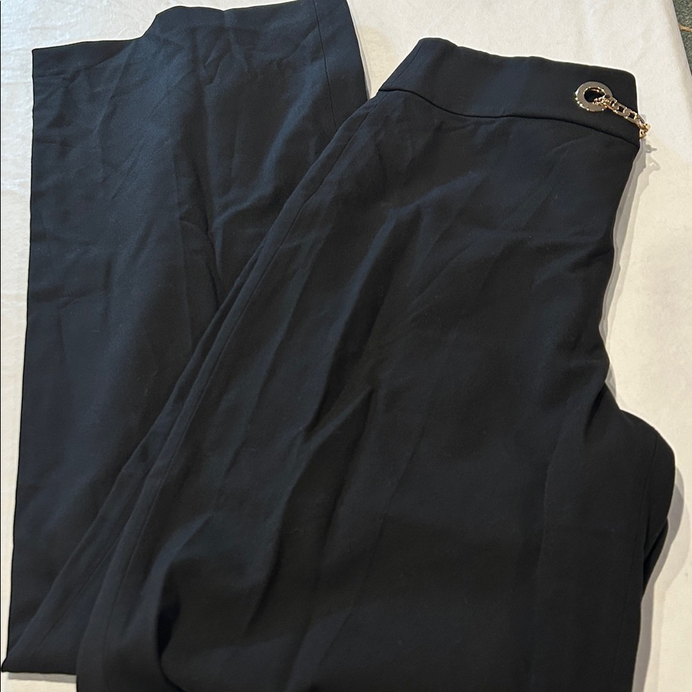 Marciano Black Wide leg Pants Gold Chain Accent Size Large UK 44 New Side Zip - Picture 6 of 6